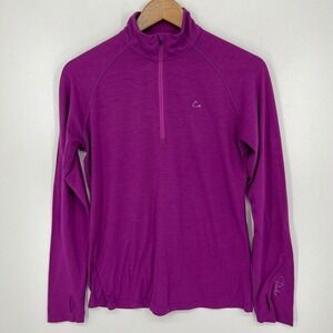 Paradox Womens Merino Blend Quarter Zip Base Layer Top Purple Size M